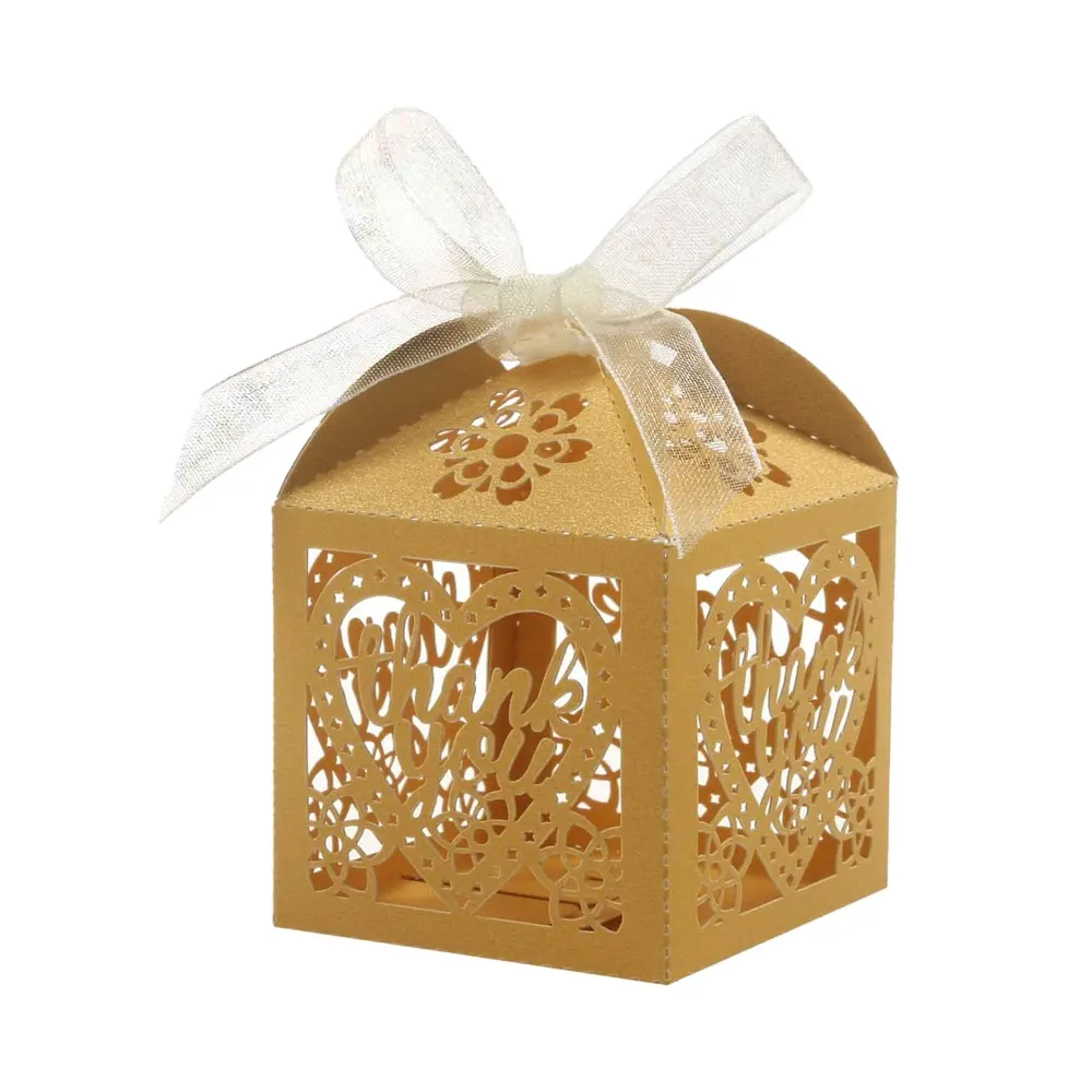 Caixa de doces romântica de lembranças, caixas cortadas a laser para decoração de festas, nome personalizado
