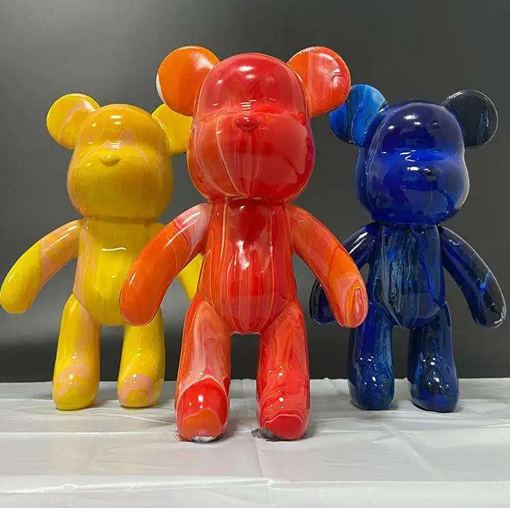 Factory Fluid Bear Sculpture DIY Handmade White Bears Figure Saving Pot Painting Cartoon Bears Statue with Money Jar