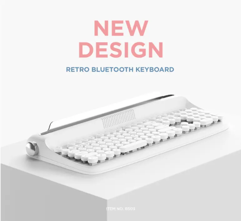 Портативная клавиатура для планшета с подставкой и умным устройством, Беспроводная Bluetooth мини ретро машинка для письма, дизайн с 102 клавишами
