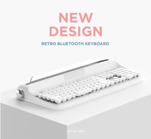 スタンドアップとスマートデバイスを備えたポータブルコンピュータータブレットキーボードBluetoothワイヤレスミニレトロタイプライター102キーデザイン - Product Image 1