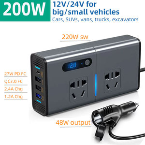 DC 12V-24V至交流220V车载电源转换器200瓦电池充电器插头适配器，用于汽车反相手机和笔记本电脑 - Product Image 4