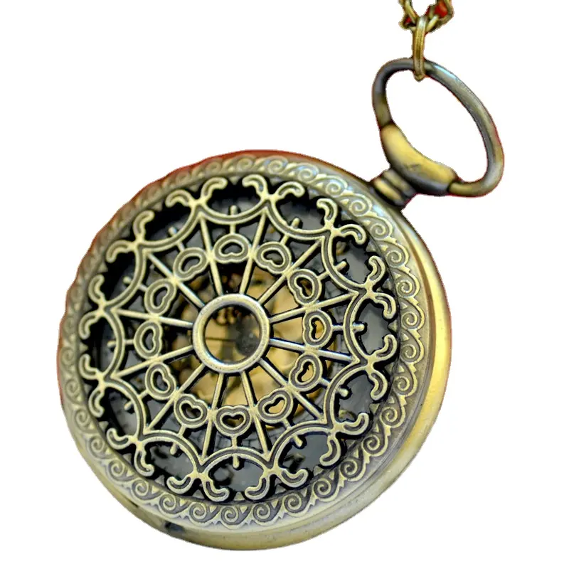 खोखले बाहर विंटेज घड़ी ऐंग्लो-सैक्सन भाषा दादा शैली सरल दौर प्राचीन कांस्य दौर जेब घड़ी हार लटकन