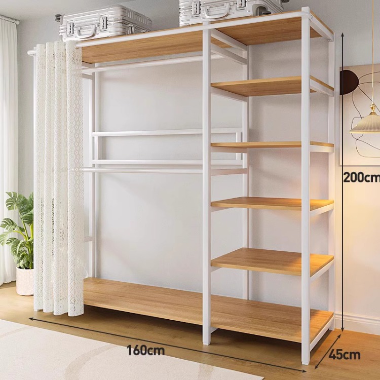 160*45*200-white frame steel and wood combination