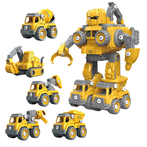 ชุดตัวต่อ5 In 1,รถก่อสร้างรถวิศวกรรมรถแรงเสียดทาน DIY หุ่นยนต์แปลงร่าง - Product Image 1