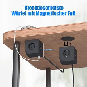 KC/CB/GS EU-Standard-Cube-Steckdosen leiste mit 3 Steckdosen 3 USB-Anschlüsse Mehrfach steckdose PD20W-Verlängerungsbuchse Magnet funktion - Product Image 3