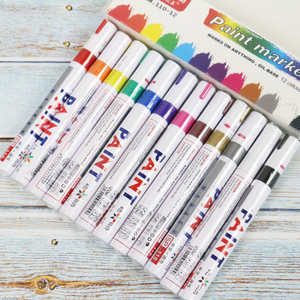 Promotional <strong>White</strong> 3mm Waterproof Round <strong>Tip</strong> Painting Pen Durable Permanent <strong>Paint</strong> <strong>Marker</strong> Pen Set Colored Permanent <strong>Marker</strong>