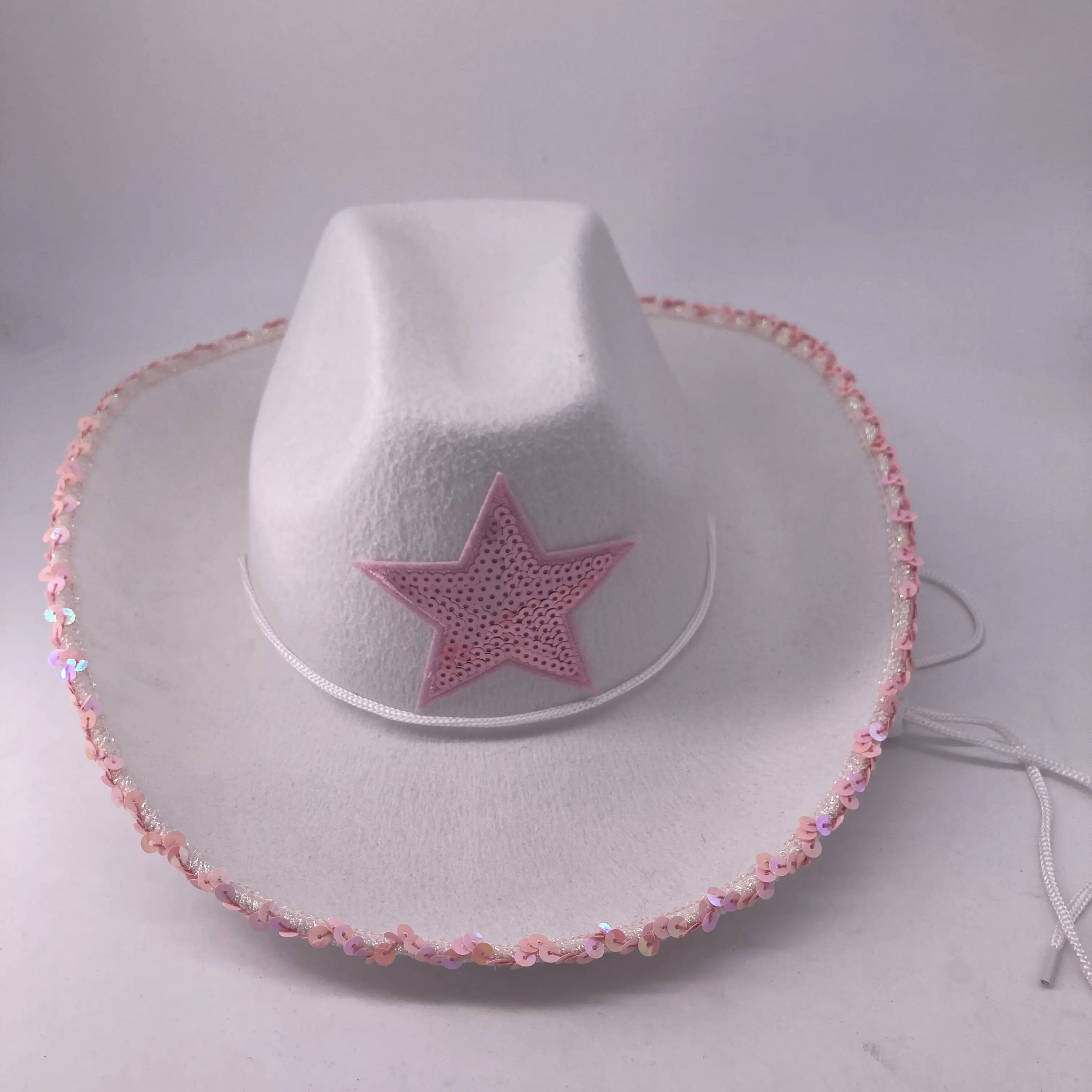 Lentejuelas personalizadas estrella decoración niños vaquera sombrero al por mayor niña niños tamaño sombrero de vaquero para fiesta de cumpleaños