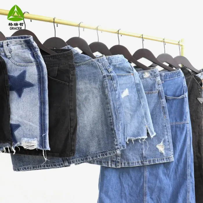 Saia jeans original da segunda mão roupa, segunda mão, moças de mão, roupas femininas usadas no reino unido