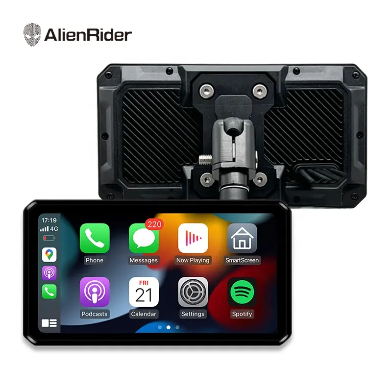 AlienRider M2 Pro Motorcycle CarPlay Navigation Android Auto Dual Recording Dash Cam With 6 Inch Touch Screen 77GHz Radar BSD