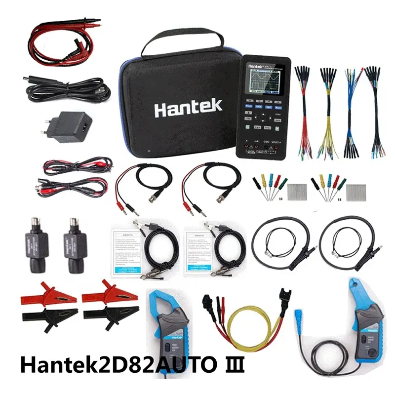 Hantek Oscilloscope Digital, 2d82 Auto 4 In 1 Hantek 2 Saluran 80Mhz, + Sumber Sinyal + Diagnostik Otomotif + Multimeter USB