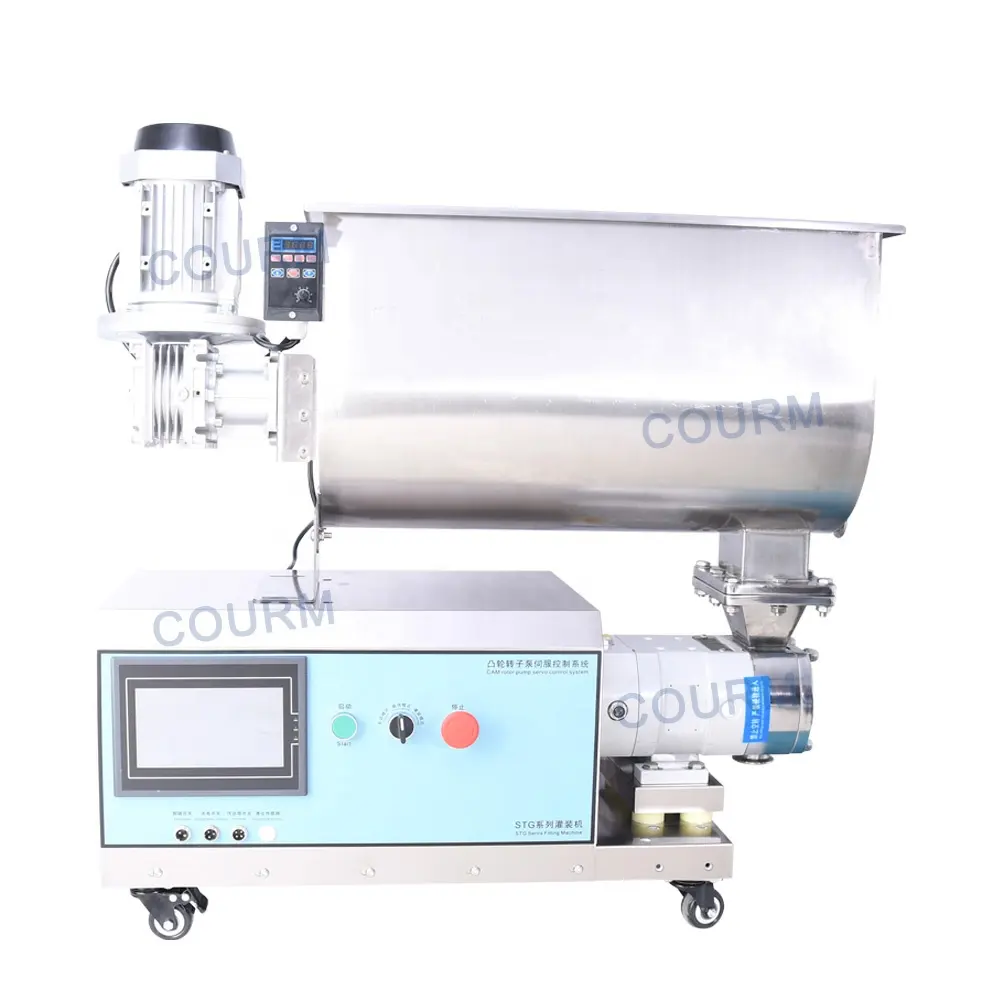 U-type semi automatic rotor pump meat maltose pet wet food high viscosity and poor flow material mixing and filling machine