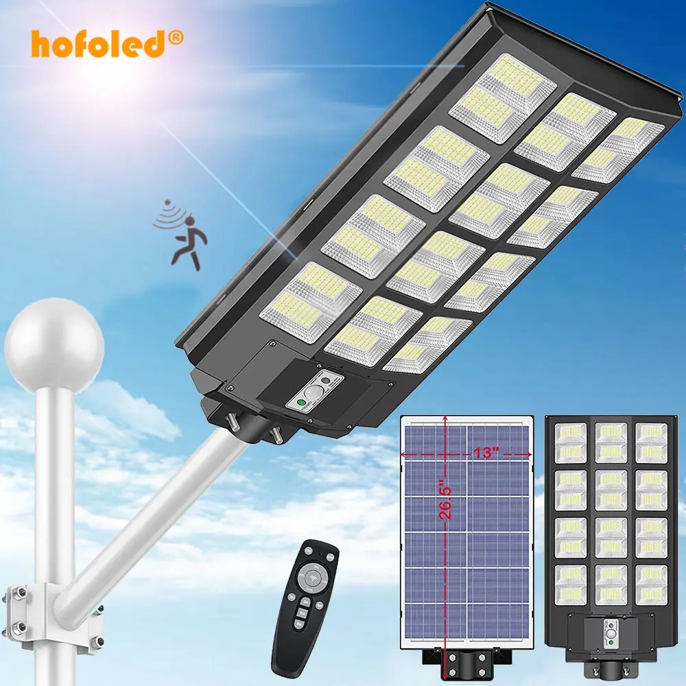 Hofoled Garden Street Light Solar Power All In One Integrated Dusk to Dawn Parking Lot Lamp Outdoor LED Solar Light