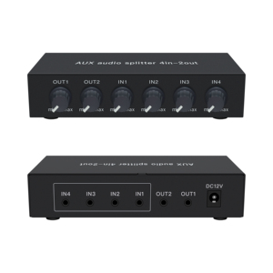 AUX3.5ステレオオーディオスプリッター4インチおよび2アウト、ミキシングおよびMakko接続用のトーン調整付き - Product Image 1
