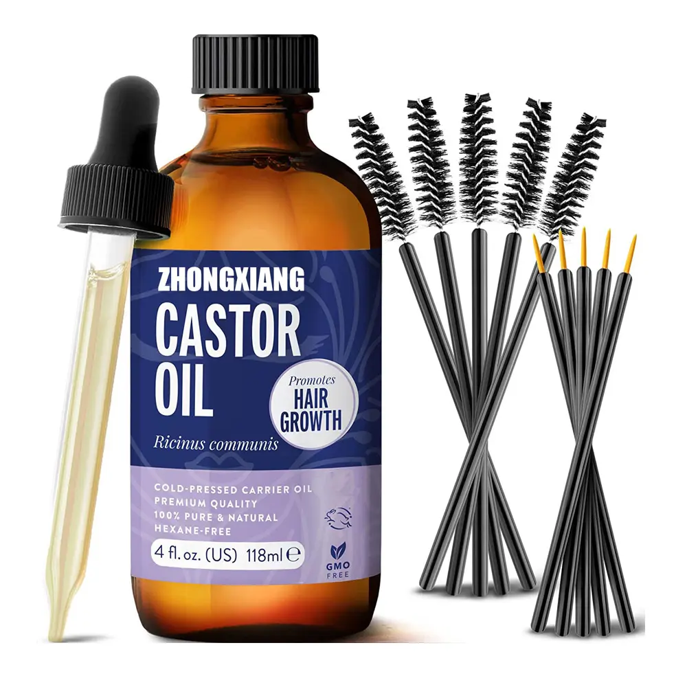 Minyak Kastor Organik 4Oz-100% Minyak Jarak Murni untuk Pertumbuhan Rambut, Bulu Mata & Alis-Minyak Kastor Hitam Jamaika Dingin Ditekan