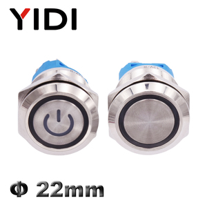 YIDI 22mm interruttore a pulsante a LED SPDT DPDT 12/24/220V impermeabile 1 no1nc 2NO2NC momentanea chiusura a pulsante in metallo - Product Image 3