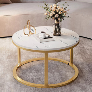 2 Pcs MDF Top With Metal Leg Round <strong>Nesting</strong> <strong>Table</strong> Coffee and <strong>End</strong> <strong>Table</strong> Simple and Generous Vintage Side <strong>Tables</strong> for Living Room - Product Image 6