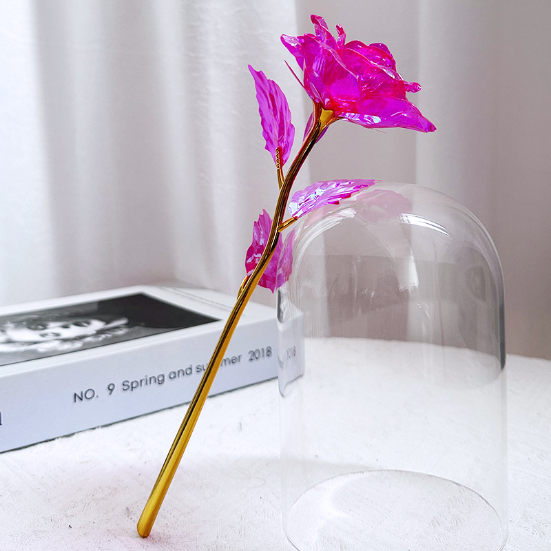 Fleur colorée à la feuille d'or, nouveau modèle unique - Rouge Rosé