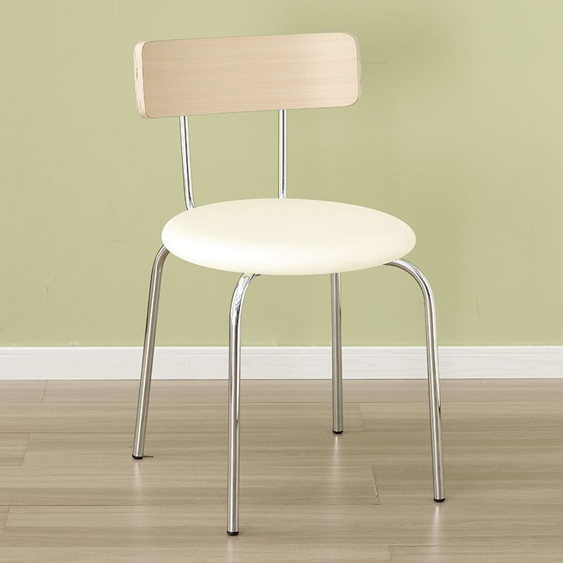 Natural wood back - off-white seat - silver frame