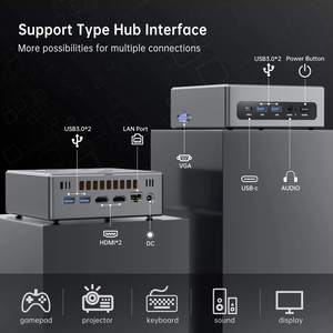 CK10 I5 12450H Mini <strong>PC</strong> with ABS Metal Vesa Desktop Customized 4K <strong>Video</strong> Triple Screen Fingerprint Unlock DDR4 RAM and US Plug - Product Image 2