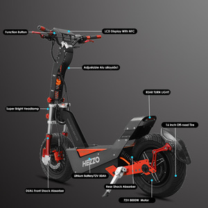 Patinete eléctrico inteligente de dos ruedas HEZZO F8 con motor impermeable de 8000W y 72V, pantalla LCD de movilidad de alta velocidad, tipo de Sensor de freno de disco - Product Image 4