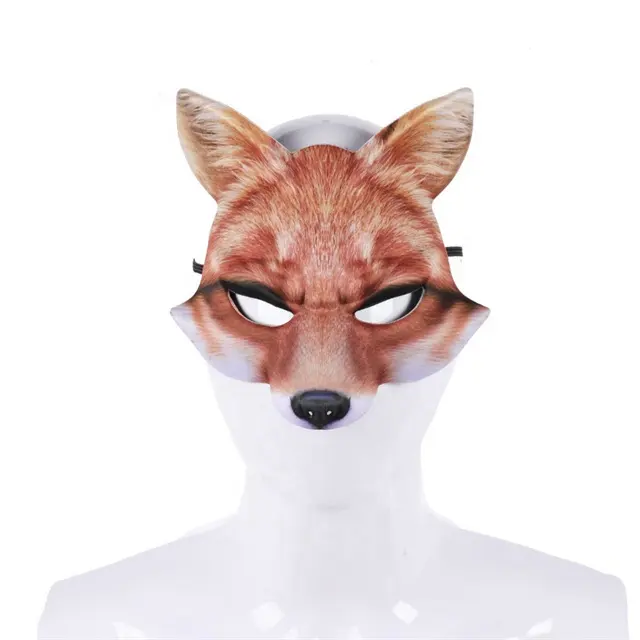 Atacado Half Face Fox Máscara Realista Impresso Animal Costume Mask para Halloween Carnaval Costume Party