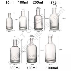 100ml 200ml 375ml 500ml 700ml 750ml <strong>1L</strong> Round Empty Flint Glass Liquor <strong>Wine</strong> Gin Whisky Vodka Tequila Glass Bottle with Cork Lid - Product Image 6