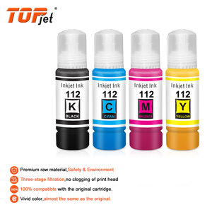 爱普生<span class=keywords><strong>EcoTank</strong></span> L15150 L15160打印机的Topjet颜料112优质彩色兼容散装瓶墨水水基笔芯墨水