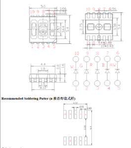 Yuanke 5 in 1ชิป5050 rgbww SMD LED แผ่น Plcc-10 0.2W สำหรับแถบ LED - Product Image 3