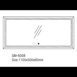Moderno retângulo banheiro parede espelho LED superfície sólida frame GM-6008 venda quente impermeável 1 peça natural branco banho espelhos