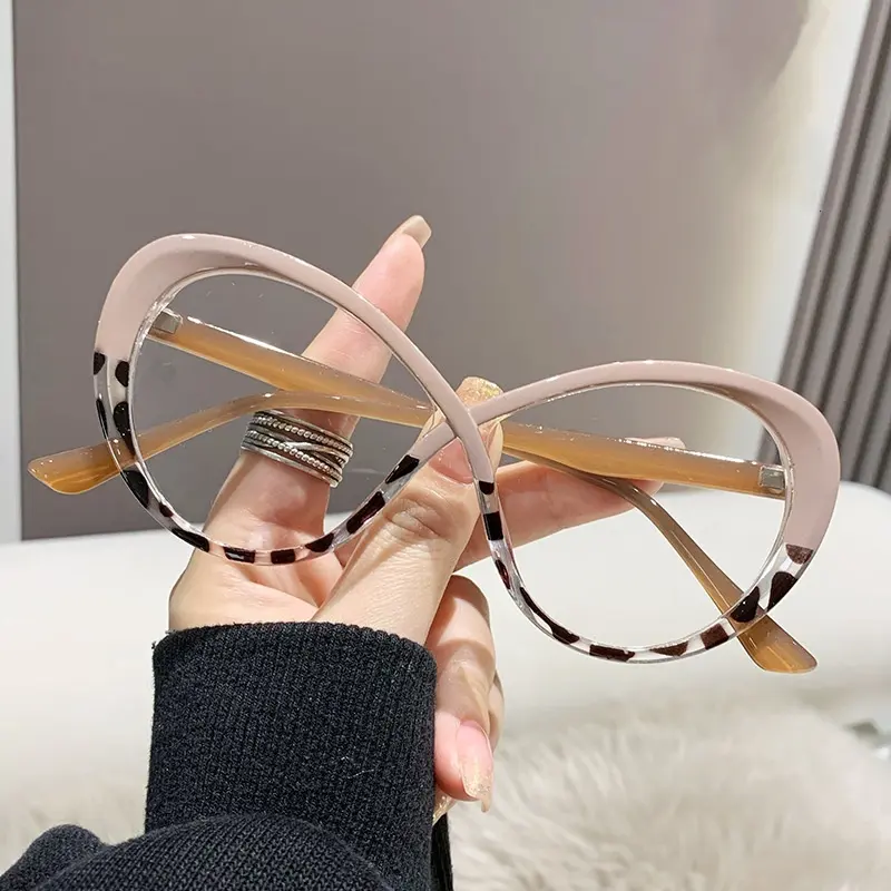 Monturas de anteojos personalizadas para mujer, anteojos antiluz azul, montura de anteojos de ojo de gato Vintage de gran tamaño, venta al por mayor