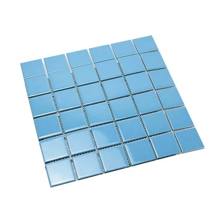 Azulejos de cerámica para piscina, mosaico de vidrio, 48x48mm, color azul