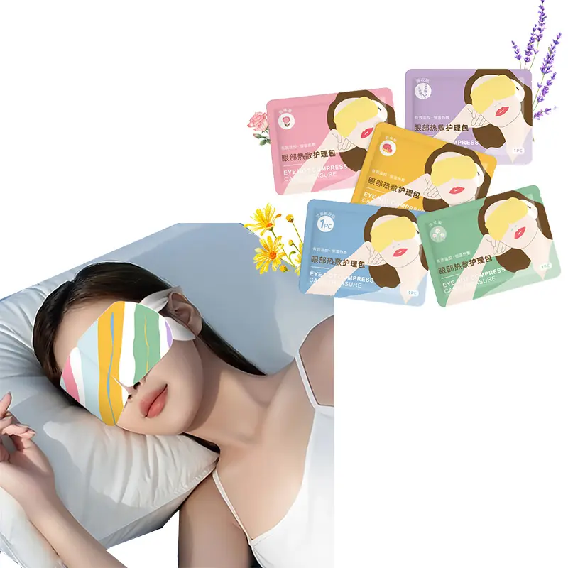 Máscara de dormir com faixa elástica para olhos, novo design, sombra retrô respirável para viagens, máscara para olhos a vapor