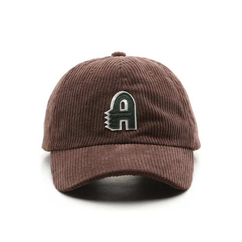Direttamente vendite di fabbrica asciugamano ricamo non strutturato berretto da baseball da uomo in velluto a coste cappelli da papà con logo personalizzato