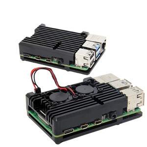 <strong>Raspberry</strong> <strong>Pi</strong> 4 <strong>Case</strong> Aluminum Metal Alloy Box Shell Dual Cooling Fan Thermal Pad Heat Sink for <strong>Raspberry</strong> <strong>Pi</strong> 4B Enclosure - Product Image 2