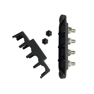 4 Stud Power <strong>Distribution</strong> <strong>Block</strong> 3/8&quot; Black Busbar Terminal Junction <strong>Block</strong> With Cover - Product Image 5