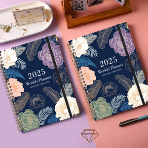 Bview Art cuaderno en inglés 2025 Bloc de notas en inglés Borde de metal A5 bobina diario planificador horario de trabajo calendario libro con marcapáginas de PVC - Product Image 2