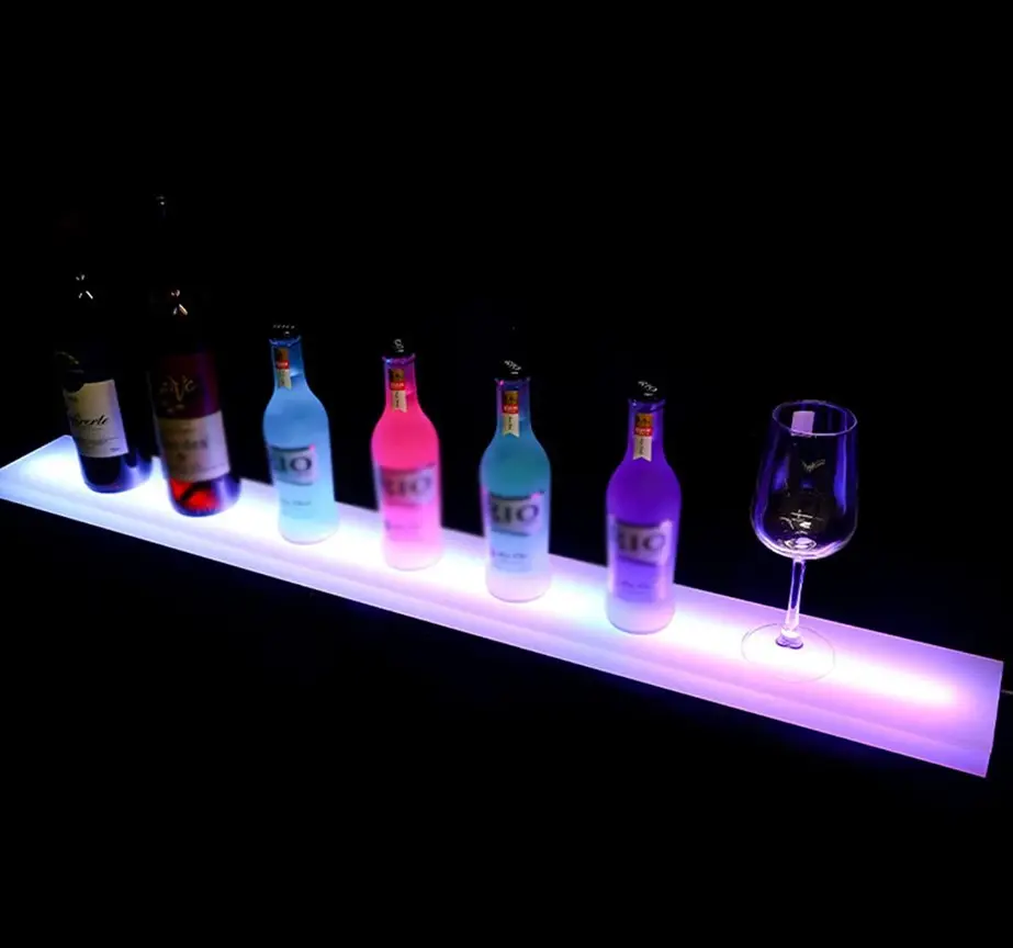 Estantería LED para licor y exhibición de botellas, estante acrílico iluminado con atenuación, para casa, con Control remoto