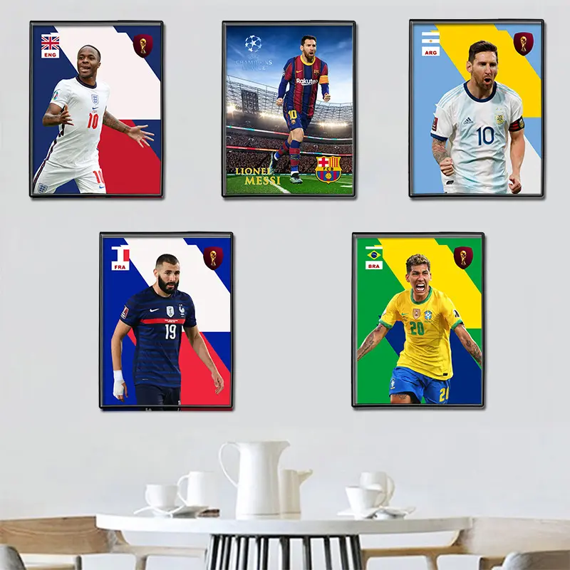 Qatar Football Club 3D pittura Poster Messi C Ronaldo mappa decorativa Wall Art dipinti Room Decor