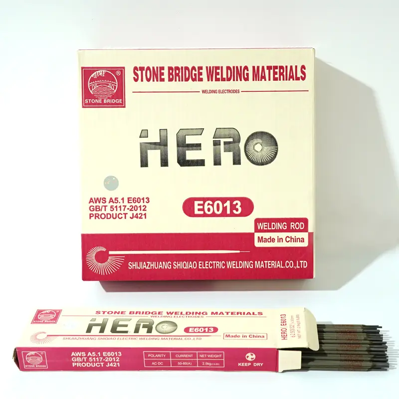 Vente en gros pont de pierre e6013 électrode de soudage. hero baguette de soudage e6013 électrode de soudage hero e6013 2.5mm 3.2mm 4.0mm 5.0mm