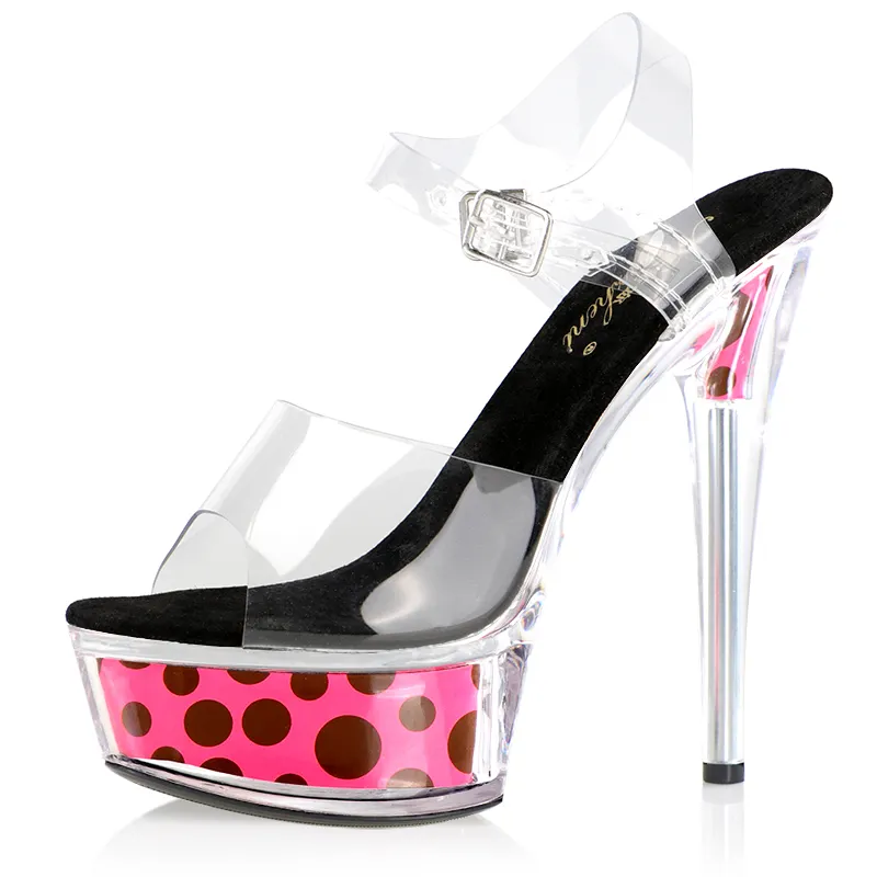 New 15 cm thin heel anti slip pole dance high heels 6 inch striptease leaky toe club party platform High Heels Sandals