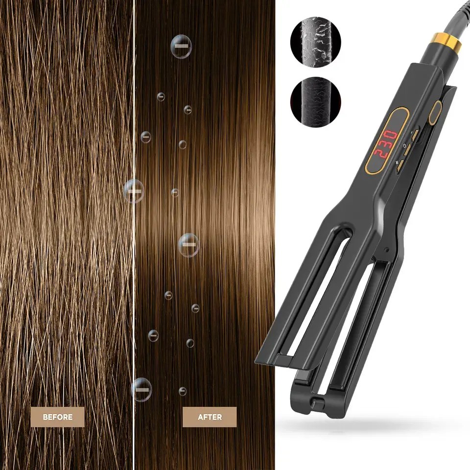 Chuyên Nghiệp Tóc Ép Tóc Phẳng Sắt Plancha Para Cabello Gốm Kép Sưởi Ấm Tấm 450F Tóc Ép Tóc Và Curler