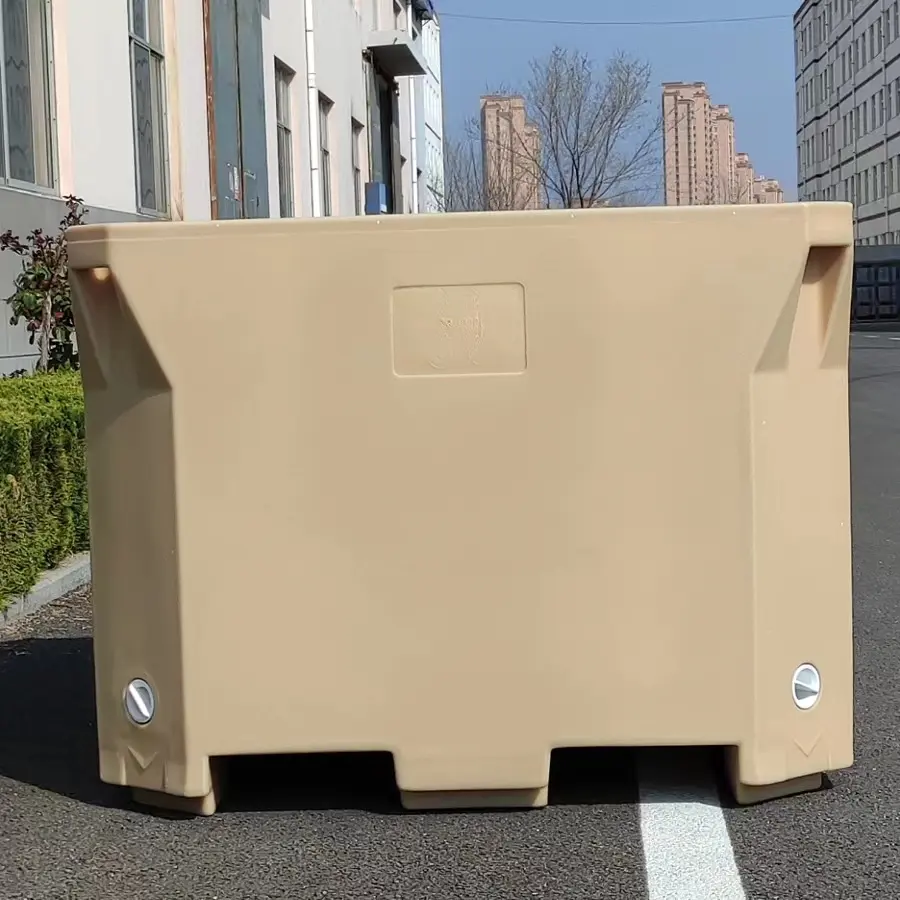 Caja de almacenamiento rectangular aislada de plástico rotomoldeado, contenedor de transporte, tinas, Enfriador de hielo de gran capacidad para trabajo pesado