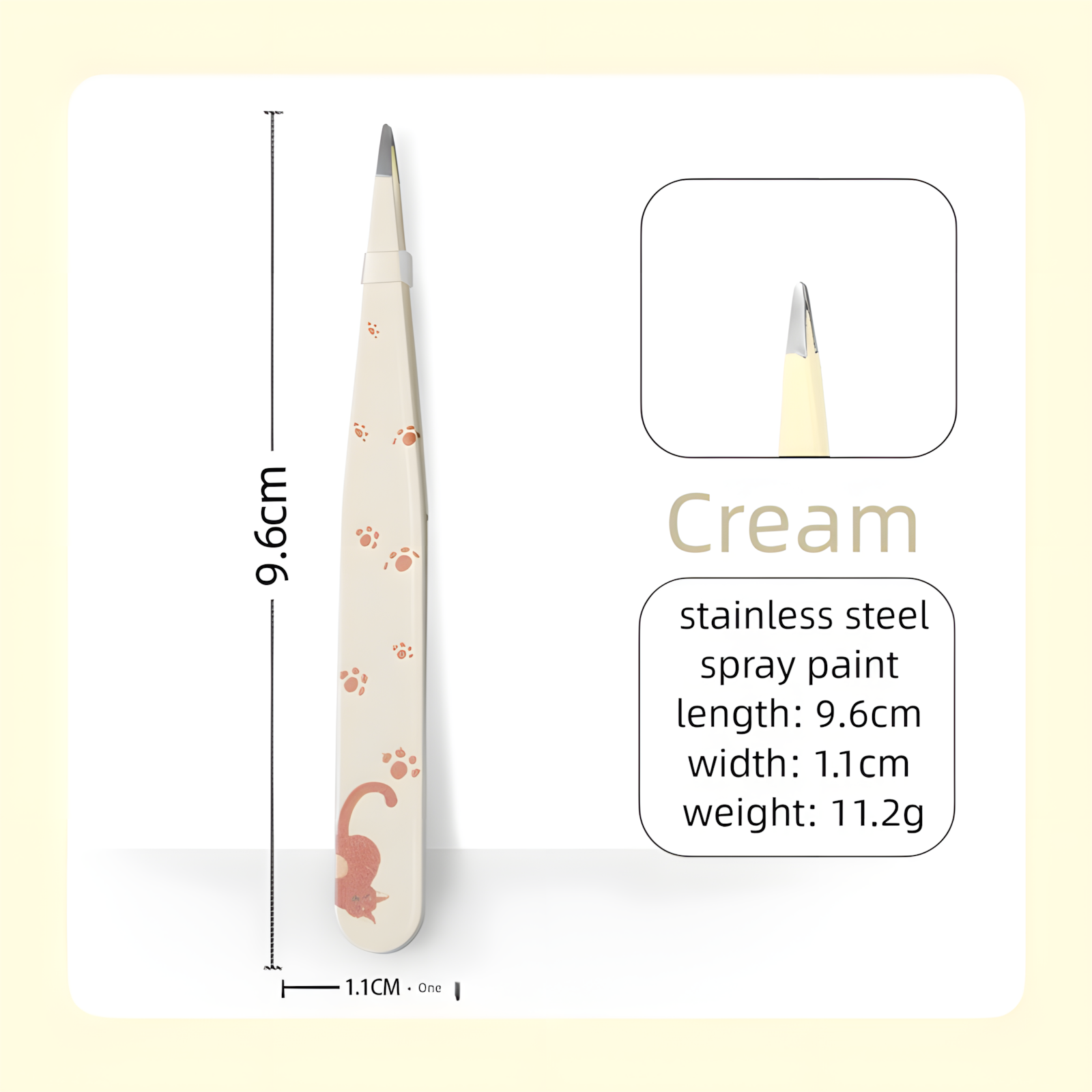 Cream Printed Pointed Tip
