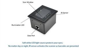 Lector de código QR CMOS compacto TCP/IP USB y RS232 hecho en China Máquina Ethernet de montaje fijo Escáner de código de barras 2d de alta velocidad integrado - Product Image 3