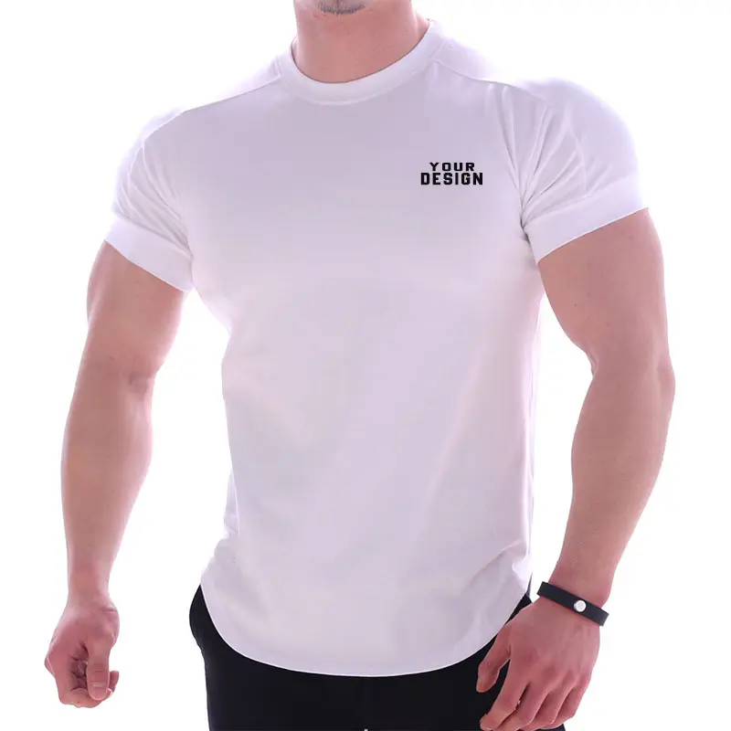 चीन OEM फैक्टरी 95% कपास 5% Elastane टी शर्ट उच्च गुणवत्ता Mens पेशी फिट टी शर्ट त्रि ब्लेंड टी शर्ट कस्टम मुद्रण