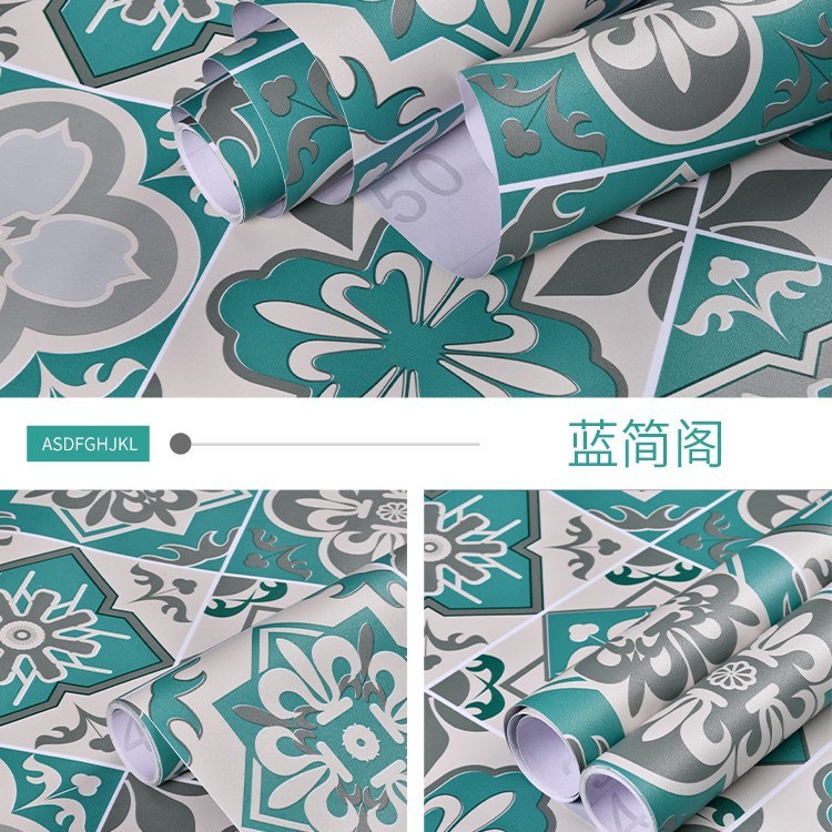 Autocollant de sol-pavillon jian bleu