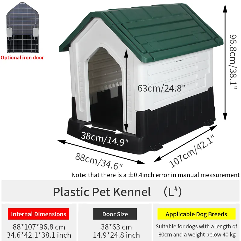 डॉग हाउस हटाने योग्य प्लास्टिक बड़ा पालतू केनेल बड़े कुत्ते के लिए इनडोर ऊंचा बड़ा कुत्ता घर