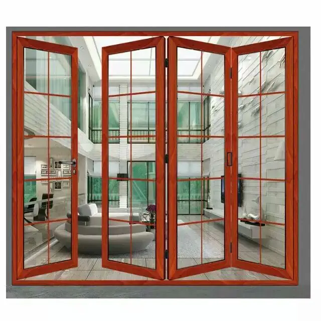 Puertas de garaje plegables panorámicas de aluminio, aislamiento térmico de vidrio, 4 paneles