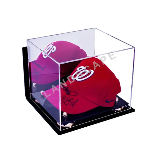 Gorra de béisbol acrílica transparente personalizada, estuche de exhibición/caja de exhibición para gorra de béisbol, estampado de pantalla plexiglás