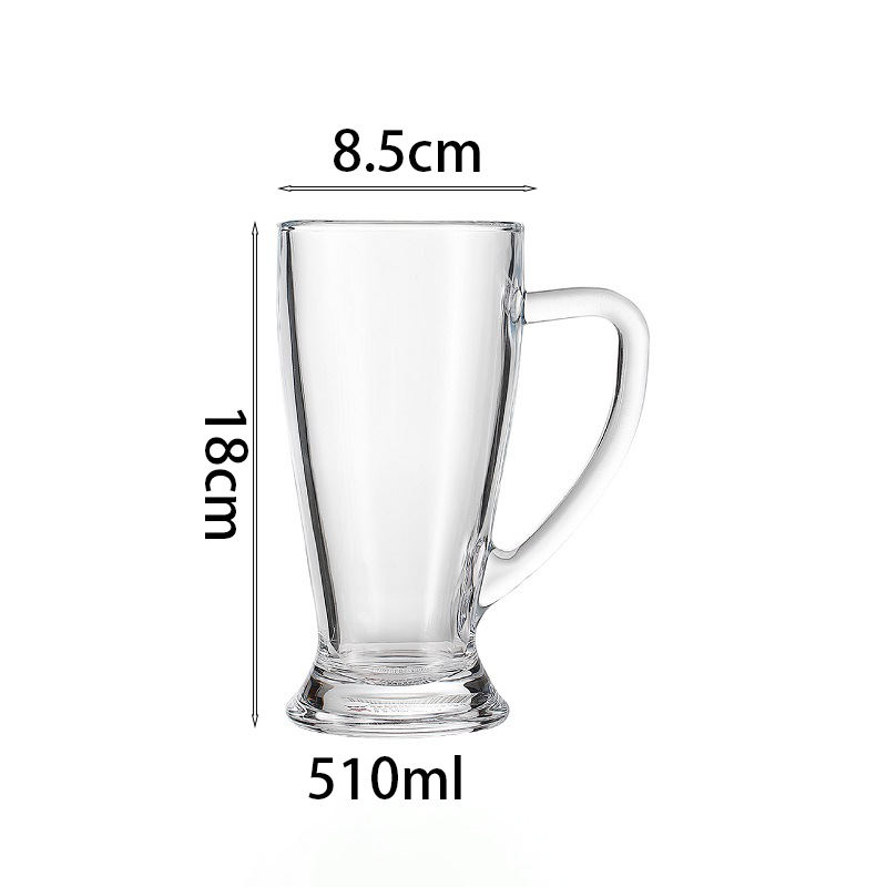 510ml Hourglass-shaped Glass Beer Mug with Handle